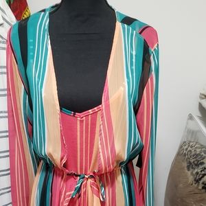 Womans Multi color Stripe Dress Cover up SIZE XXL